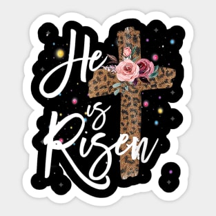 He has Risen Easter Day Jesus Cross Leopard Plus Size Sticker